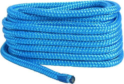 Amarine Made 1/2 بوصة 50 قدم مزدوج جديلة نايلون خط إرساء خط إرساء حبل مزدوج مضفر خط إرساء (أزرق) in Saudi Arabia