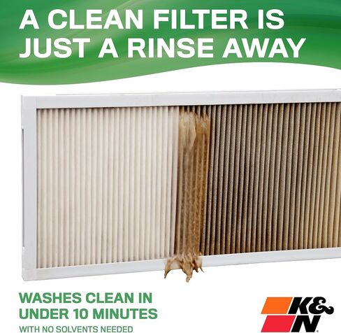فلتر هواء فرن HVAC 16X20X1 من K&N، يدوم مدى الحياة، قابل للغسل، Merv 13، آخر فلتر HVAC سوف تشتريه على الإطلاق، يتنفس بأمان في المنزل أو في المكتب، HVC-13-11620 in Saudi Arabia