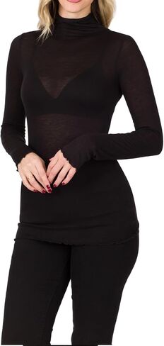 Women's Mock Neck See Through Layering Top Shirts in Saudi Arabia