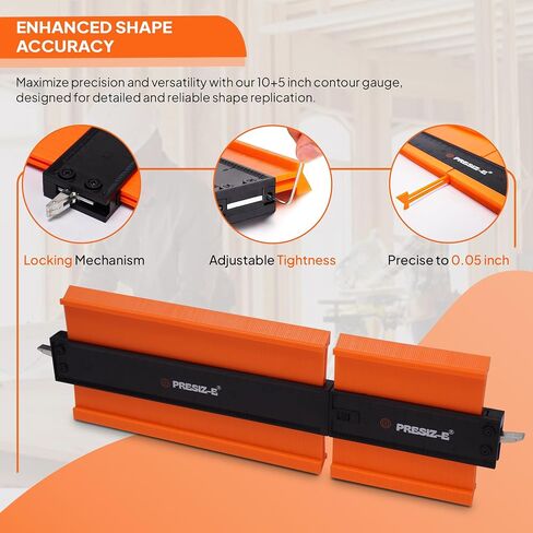Contour gauge (10+5inch) tool irregular Profile lock (orange) Precision tool for shape replication Woodworking measuring gauge for flooring duplicator in Saudi Arabia