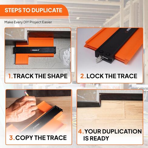 Contour gauge (10+5inch) tool irregular Profile lock (orange) Precision tool for shape replication Woodworking measuring gauge for flooring duplicator in Saudi Arabia