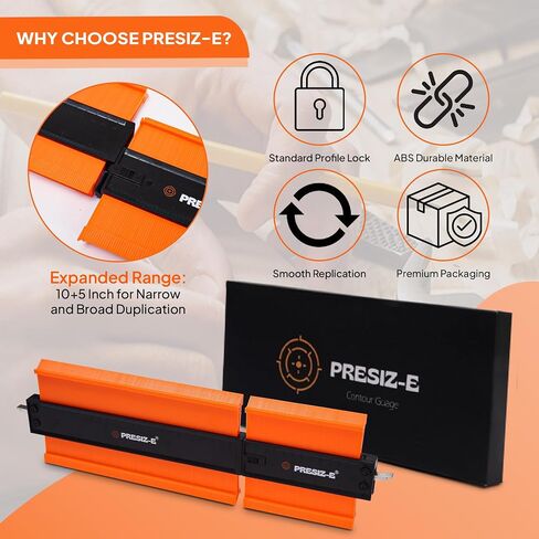 Contour gauge (10+5inch) tool irregular Profile lock (orange) Precision tool for shape replication Woodworking measuring gauge for flooring duplicator in Saudi Arabia