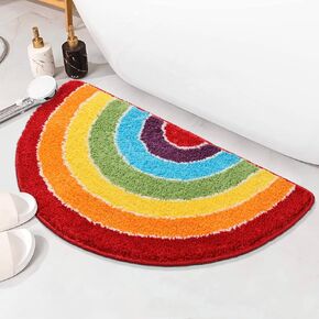 Panstar Rainbow Bath Mat for Bathroom, Luxury Absorbent Bathroom Mats Non Slip, Cute Colorful Striped Bathtub Rug Fun Fluffy Shower Rugs Washable