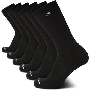 Calvin Klein Men's Athletic Socks - 6 Pack Cotton Blend Cushioned Sole Dress Socks - Non-Binding Crew Socks for Men