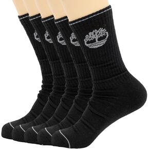 Timberland Cushioned Performance Work Athletic Crew Length 5 Pair Pack Socks for Men with Arch Support Shoe Size 9-12