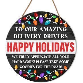 Thank You Delivery Driver Sign Take Snack, Delivery Driver Snack Sign for Home Front Door Porch Xmas Holiday Christmas Wooden Wall Sign