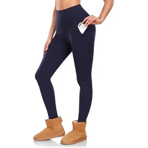 DHSO Fleece Lined Leggings Women with Pockets-Thermal High Waisted Tummy Control Warm Winter Workout Yoga Pants