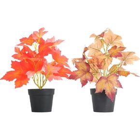 RECUTMS 2 حزمة من النباتات المزيفة الخريف والنباتات الاصطناعية في الأماكن المغلقة فو اللبلاب فاينز الخريف النباتات بوعاء البلاستيك القيقب أوراق الحرير مجموعة تبدو حقيقية طوال العام لعيد الشكر في الأماكن المغلقة في الهواء الطلق ديكور المنزل (الذهب) in Kuwait