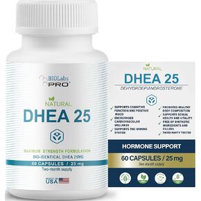 Dhea Supplement For Women and Men, Dhea 25 Supplement for Hormone Balance, Pure Dhea Supplements Gluten Free, Dhea For Men Maximum Strength Formulation, Vegetarian Capsules (60 Caps - 2-Month Supply)