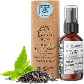 200mg L-Theanine & 150mg Vitamin C Liquid Spray for Kids & Adults - Real Peach Extract Flavor - Non-GMO, Gluten Free, Sugar Free, Alcohol Free, All Natural - 2 Fl Oz 60 Days Supply