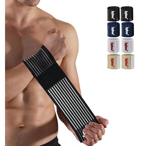 Compression Wrist Bands (2 PCS), High-Elastic Wrist Straps Wrist Wraps Wrist Brace for Sports Weightlifting Tennis Basketball Tendonitis Carpal Tunnel Arthritis - Breathable Fabric (Black)