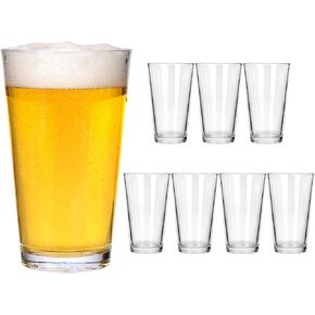 CUCUMI 8pcs 16oz أكواب البيرة نصف لتر، أكواب الشرب مجموعة من 8 أكواب مياه Highball للمشروبات الباردة
