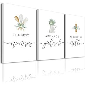 BZSPNJM Dining Room Wall Art Decor - Kitchen Wall Decor Memories Around the Table Farmhouse Wall Decor Dining Room Decor Prints Signs 12x16"Framed (Green 02)