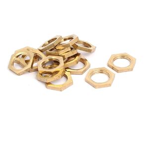 uxcell 15 Pcs 1/8BSP Female Thread Brass Hex Nut Pipe Fitting Locknut