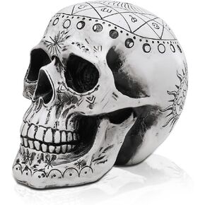 WONDER GARDEN Skulls Halloween Decor - Skeleton Head with Laser Light Skull Decor, Happy Halloween Decorations Indoor and Party Supplies