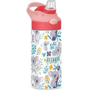 Kigai Donuts Water Bottle with Straw Lid for Girls, Double Wall Vacuum Insulated Stainless Steel Thermo Flask Water Bottle for School, Travel, Camping, hiking