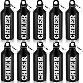 10 Pcs Cheer Water Bottles Bulk for Cheerleader 20 oz Reusable Aluminum Water Bottles with Twist Cap Buckle for Gym Hiking Sports Camping Fishing Cheer Team Gifts