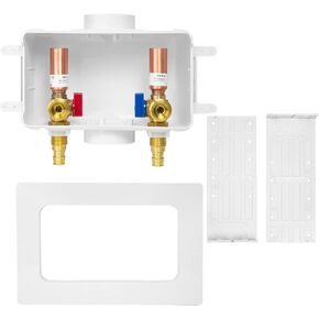 Washing Machine Outlet Box, Center Drain, 1/2 Inch Pex-A Inlet x 3/4 Inch MHT Outlet Connection, Laundry Washer Valve Outlet Box
