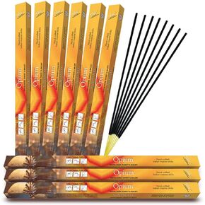 Flute Opium Incense Sticks, 200 Sticks | 9" Inch Agarbatti Sticks with 40 Mins Burning time | Long Lasting Herbal Fragrance for Deep Relaxation, Sleep & Calmness | 8 Sticks/Pack