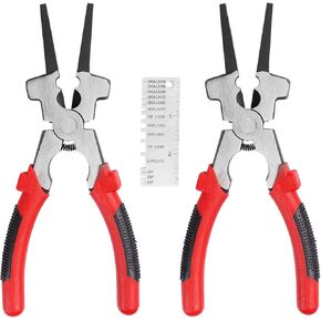 KEILEOHO 2 PCS 8 Inch Multi Function Mig Welding Pliers & Metal Sheet Thickness Gauge Set, Stainless Steel Welding Pliers for Metal Fabricators, Anti-Slip Handle Wire Cutting Drawing Out Welding