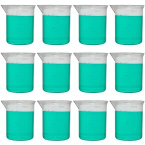 1000ml Plastic Beaker, Low Form, Reusable, Polypropylene, Molded Graduations (Pack of 3)
