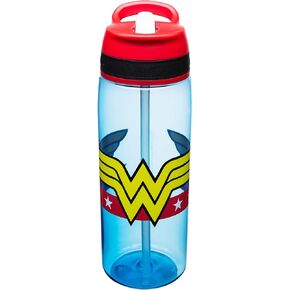 Zak Designs DC Comics Water, Tritan Straw Bottle, Wonder Woman