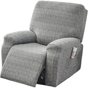 FUANGUI Recliner Chair Cover 4-Pieces Lazyboy Cover for Recliner Chair with Storage Pockets Furniture Protector for Living Room, Waterproof Jacquard Sofa Slipcover for Kids, Pets, Dog and Cat, 10