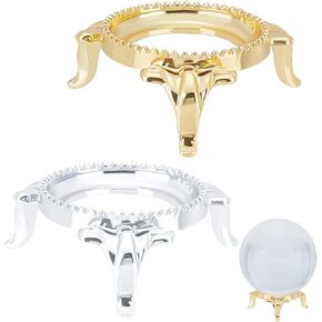 2Pcs Crystal Sphere Holder Stands Metal Crystal Ball Display Stand Three-leg Tripods Shape Golden and Silver Mini for Air Plant Glass Natural Rack Diamond