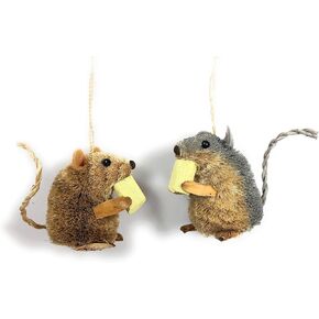 Kurt Adler S0711 2.5-Inch Buri Sitting Mouse With Cheese Christmas Ornaments 2 Assorted