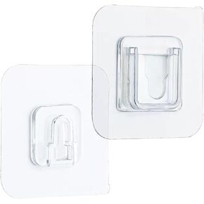 Adhesive Hooks, Clear Double Sided Adhesive Wall Hooks, Traceless Wall Mount Sticky Hook, Waterproof Self Wall Hangers for Kitchen Bathroom Shower Outdoor Home Improvement