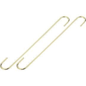 METALLIXITY S Hooks for Hanging (300mm/12) 2Pcs, Steel Extra Long S Shaped Hangers - for Plants, Garden, Kitchenware, Gold Tone