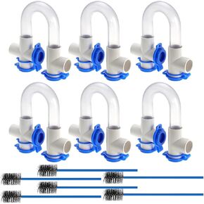 6Pack 3/4" Standard Condensate Trap with 20" Cleaning Brush PVC Transparent U Trap for HVAC Systems, Air Conditioner, Effectively Drains Condensate