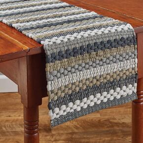 Park Designs Gray Striped Hartwick Chindi Table Runner 36''L