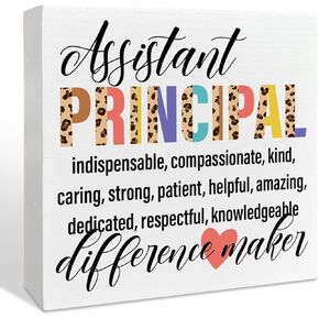 Assistant Principal Gifts for Women, Assistant Principal Birthday Christmas Teacher's Day Gifts Back to School for Assistant Principal Thank You Appreciation Gifts Retirement, Wooden Box Sign
