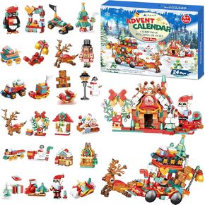 Advent Calendar 2024 Kids: 12 In 1 Christmas Building Block Sets - 24 Days of Christmas Countdown Calendar for Adults Kids - Display Building Kits Ideal Xmas Holiday Gifts for Boys Girls Children