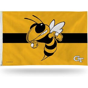 Rico Industries NCAA Georgia Tech Yellow Jackets - GT Gold with Black Stripe 3' x 5' Banner Flag Single Sided - Indoor or Outdoor - Home Décor