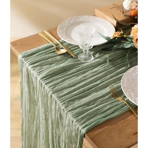 Vitalizart Cheesecloth Table Runner 10ft Gauze Boho Rustic Black Cheese Cloth Table Runner for Wedding Bridal Shower Fall Thanskgiving Decoration 120 Inches