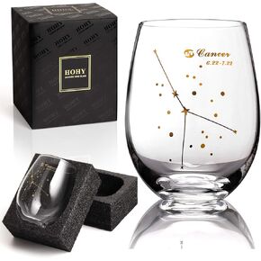 HOHY الميزان النبيذ الزجاج الميزان هدية 20oz، الميزان Stemless النبيذ الزجاج، كوكبة نظارات زودياك تسجيل تحديد التصميم، هدية ابراج، هدايا علم التنجيم للنساء الرجال
