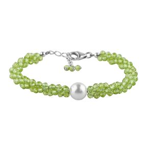 Natural Caribbean Larimar Beads Twisted Rope Bracelet with Elegant Pearl, High Grade Gemstones, Chakra Healing Stones, Womens Gift Jewelry, 925 Sterling Silver Bracelet 8 inch