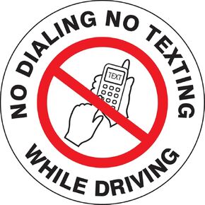 Accuform LVHR708 Adhesive Vinyl Safety Label, Legend "NO Dialing NO Texting While Driving", 2" Length x 2" Width x 0.004" Thickness, Red/Black on White (Pack of 5)