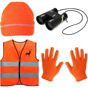 Kids Blaze Orange Hunting Costume Set Reflective Hunting Safety Vests and Beanie Set for Boys Girls Outdoor Hunting Hiking in Saudi Arabia