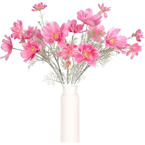 6PCS White Cosmos Artificial Flowers 30'' Long Stem Fake Daisy Silk Flower Arrangements for Tall Vases, Faux Wild Flowers for Indoor Wedding Table Centerpieces Kitchen Party Home Decor (White) in Kuwait