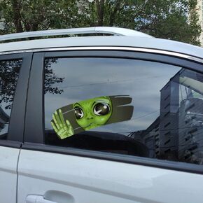 Halloween Decor Skeleton Middle Finger Peep Cracked Car Sticker Removable Double Sided Window Stickers Covering Scratches Decals Self-Adhesive Window Clings Laptop Bumper Stickers(Skeleton)