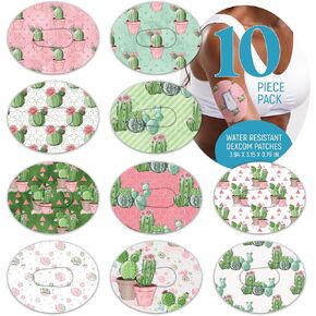 Dexcom Adhesive Mix Design - Adhesive Patches with Split Backing, Easy to Apply x 10 Pack Cacti Mix