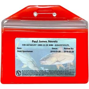 3 Pack, Horizontal, Fluorescent Orange, Zipped, Hunting & Fishing License & Tag Holder, Made in USA