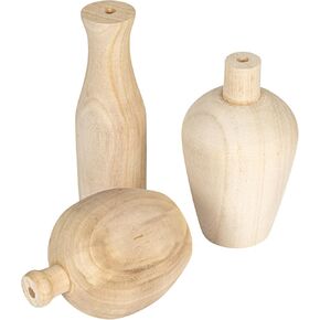 Creative Co-Op Paulownia Wood Vases (Set of 3 Designs)