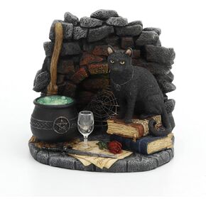 Veronese Design 4 7/8" Black Cat Wicked Conjuring Corner Resin Hand Painted Statue