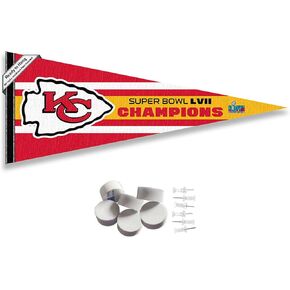 Kansas City Chiefs LVII 2022 2023 Super Bowl Champions Pennant Banner and Wall Tack Pads