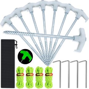 9.8-inch fixed tent stake - Heavy duty luminous tent camping pop-up tent stake, used for outdoor camping tents, canopies, courtyards, gardens, lawn metal stakes