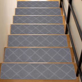 Stair Treads Non Slip, 15 Pack 8in X 30in Soft Polyester Stair Carpet Runner with Non-Slip TPU Backing - Non Slip Stair Treads for Wooden Steps Indoor Tiles Elders, Kids and Pets in Saudi Arabia